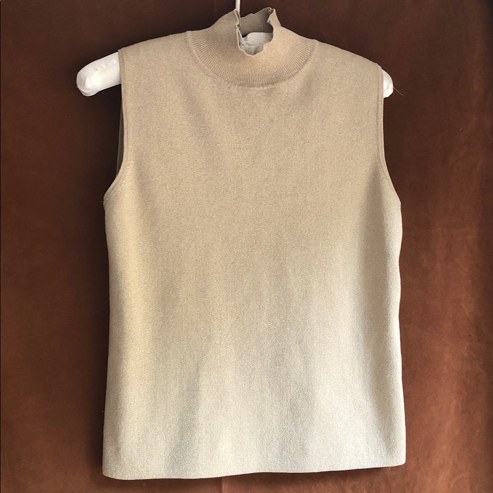 Chico's Cream Sleeveless Mock Neck Knit Tank